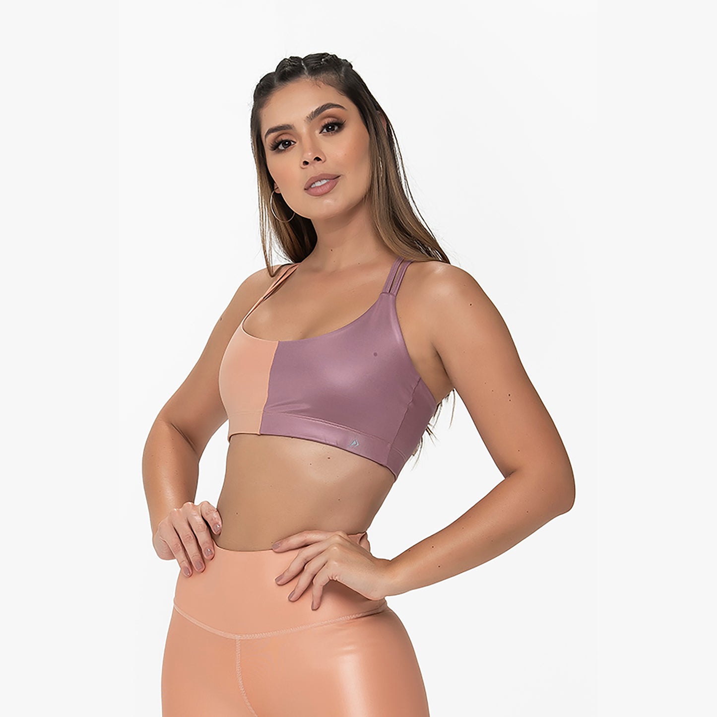 Bicolor Sports Bra - Rosewood & Peach