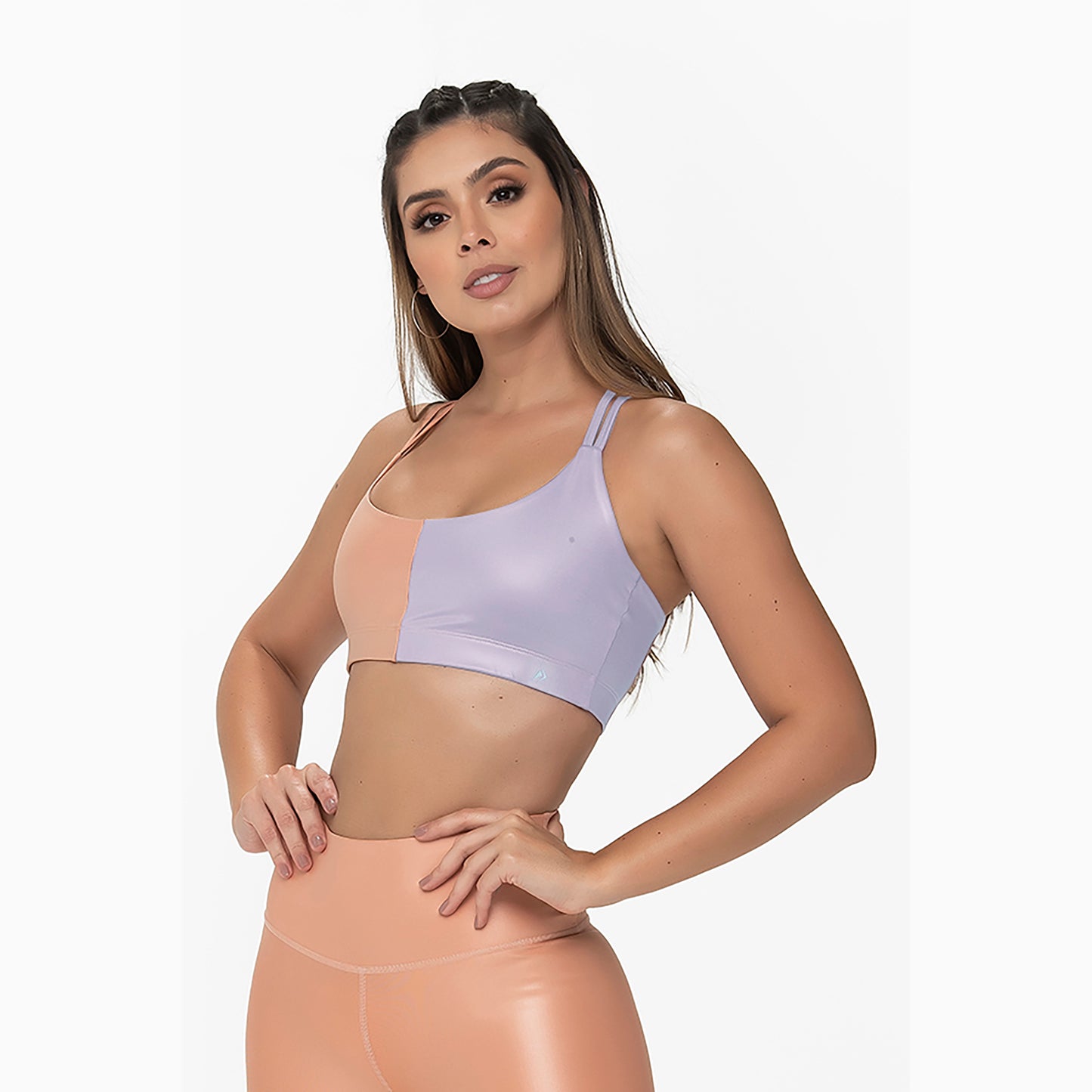 Bicolor Sports Bra - Lavender & Peach