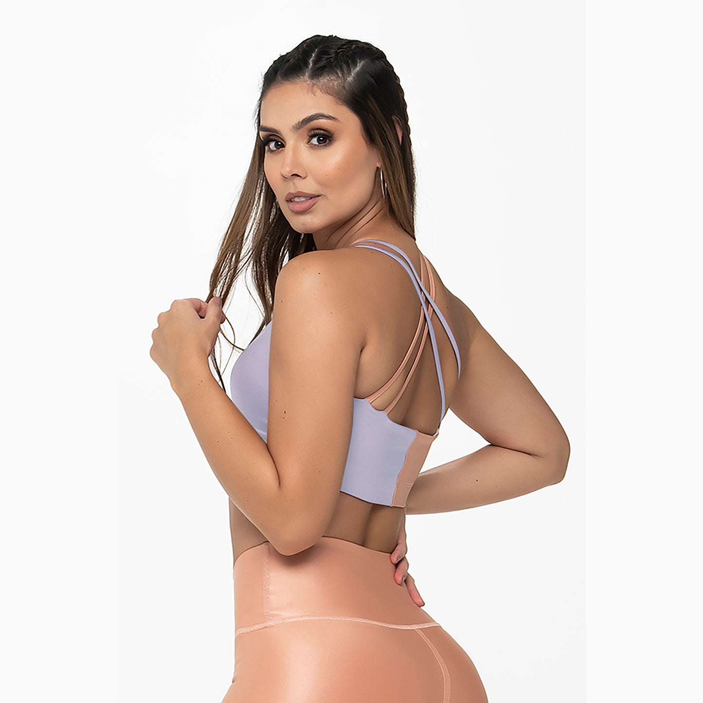 Bicolor Sports Bra - Lavender & Peach