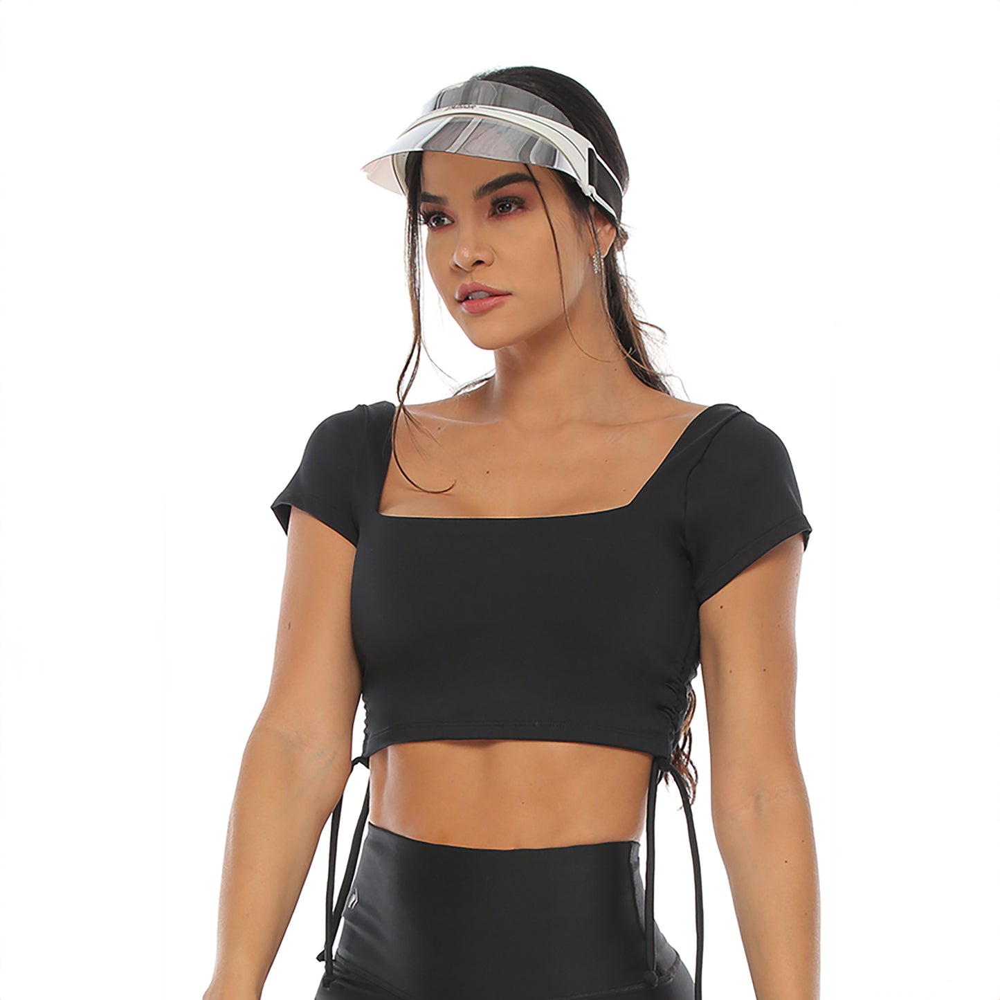 Retro Short Sleeve Cropped Top – Black