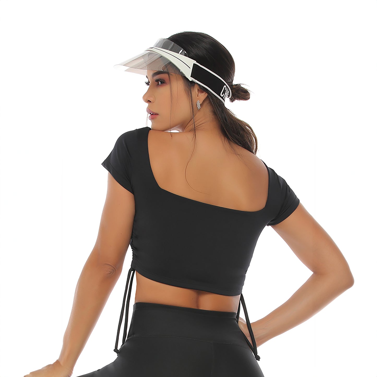 Retro Short Sleeve Cropped Top – Black